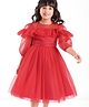 Mark & Mia Three Fourth Sleeves Frock With Polka Dot Print & Frill Design - Red