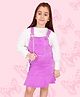 Cutecumber Full Checked Self Design Sleeves Solid Top With Pearl Embellished   Pinafore Dress - Purple