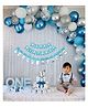 Bubble Trouble 1st Birthday Decoration With Monthly Photo Banner Net Fabric Backdrop Diy Combo Set With Balloon Garland Arch Tape Fairy Led Lights - 67 Pc Combo