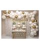 Bubble Trouble  White Gold Birthday Decoration Items with Tulle White Net Curtain Cloth Backdrop Happy Birthday Banner - 69 pcs