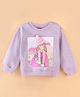Little Kangaroos Fleece Full Sleeves Drop Shoulder Sweatshirt with Girl Print - Lilac