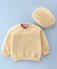 Little Kangaroos Full Sleeves Cable Knit Party Top with Hat - Lemon Yellow