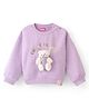 Little Kangaroos Fleece Full Sleeves Drop Shoulder Sweatshirt with Teddy Applique - Lilac