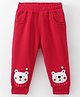 Little Kangaroos Full Length Fleece & Wollen Pant with Bear Applique - Red