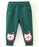 Little Kangaroos Full Length Fleece & Wollen Pant with Bear Applique - British Green