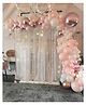 Bubble Trouble  Pink Theme Birthday Decoration Items Kit with Net Sheer Curtain & LED Fairy Lightspack of 64 Items