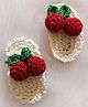 Woonie Set Of 2 Crochet Cherry Applique Detailed Hair Clips - Red