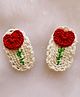 Woonie Set Of 2  Heart Applique Crochet Hair Clips - Red