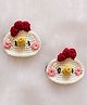 Woonie Set Of 2 Hen Applique Crochet Design  Hair Clips - White