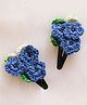 Woonie Set Of 2 Crochet Flower Applique Embellished Hair Clips - Blue