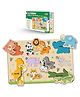 Little Berry Jungle Animals Wooden Puzzle Tray Knob and Peg Puzzle Multicolour - 10 Pegs