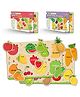 Little Berry My First Wooden Puzzle Tray Set of 2 Fruits & Vegetables Knob and Peg Puzzle Multicolour - 20 Pegs