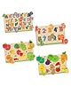 Little Berry My First Wooden Knob and Peg Puzzle Tray Set of 4 Multicolour - 56 Pegs