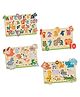 Little Berry My First Wooden Knob and Peg Puzzle Tray Set of 4 Multicolour - 56 Pegs