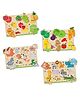 Little Berry My First Wooden Knob and Peg Puzzle Tray Set of 4 Multicolour - 40 Pegs
