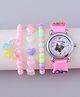 Babyhug Analog Watch with Bracelets & Butterfly Print- Multicolor