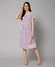 Zelena Half Sleeves Floral And Leaf Printed  Zip Less Feeding Dress With 2 Side Pockets - Multi Color