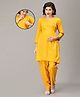 The Mom Store Three Fourth Sleeves Self Designed Maternity Kurta & Salwar Set With Nursing Access - Yellow
