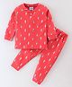 Grab It Cotton Knit Full Sleeves Night Suit With Surfing Board Print - Red