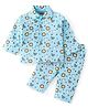 Babyhug Cotton Knit Full Sleeves Night Suit With Lion Print - Blue