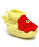 MayRa Flower Detailed Hand Knitted Booties - Yellow