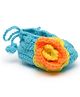 MayRa Knits Flower Detailed Hand Knitted Booties - Blue