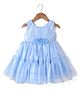 Babyhug Sleeveless Sequins Detailing Organza Tiered Party Frock - Frozen  Blue