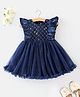Mark & Mia Sleeveless Sleeveless Frock Style Onesie with Sequin Detailing - Blue