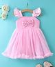 Mark & Mia Sleeveless Party Wear Frock Style Onesie With Bow Applique Sequine Detailing - Pink