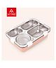 Attro Bento 4 Compartment Stainless Steel Lunch Box with 1 Small Bowl Steel Spoon & Chopstick Heating & Water Insulation Design - Pink