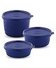 Attro Set of 3 Micron Stainless Steel Double Wall Storage Containers Airtight & Leak Proof Containers Lunch Box- Blue