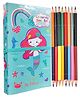 Oskart Mermaid Theme Cartoon Colouring Book with 8 Double Side Colour Pencils -  Art and Craft Drawing Color Book Set for 3+ Years Old Boys -  Girls Toddlers -  Return Gift for Kids (If Mermaid not availalble Assorted Character Print)