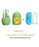 NeonateCare Baby 4 in 1 Grooming Kit & Pedicure Essential Kit with Baby Silicone Soft Bristles Finger Brush for Oral Dental Care  -( Green Oval GK -  Finger Brush)