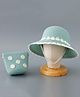Babyhug Straw Hat Flower Design with Bow Applique and Purse - Blue