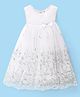 Babyhug Sleeveless Floral Sequinned Party Frock with Wings - White