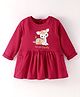 Simply Interlock Full Sleeves Frock Deer Print - Pink