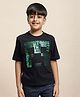 Kidsville Minecraft Game Theme Half Sleeves Printed Tee - Black