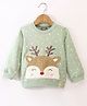 Little Kangaroos Full Sleeves Winter T-Shirt Reindeer Applique - Tea Green