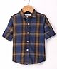 JASH KIDS Cotton Full Sleeves Checks Shirt - Navy & Yellow