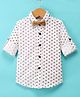 JASH KIDS Cotton Full Sleeves Printed Party Shirt with Bow - White