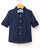 JASH KIDS Cotton Full Sleeves Party Shirt With Bow Dotted Print - Navy Blue