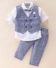 Jash Kids Full Sleeves Three Piece Party Suit Checkered with Bow - Blue