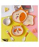 SCHOOLISH DOG  Design 5 Pieces Set Bamboo Kids Dinnerware Set  Children Dishes  Food Plate Bowl Mug Spoon Fork Set Dishware Cartoon Tableware Dishwasher Safe Kids Healthy Mealtime BPA Free Pack of 1 (Color May Vary)