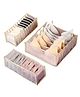 MOMISY Bra Socks Underwear Organizer Folding Closet Storage Boxes Clothes Separated Organizer 6/7/11 Compartments Grids Drawer Organizer Pack of 3 - Beige