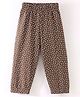 Fido Cotton Jersey  Full Length Leggings Leaves Printed - Brown