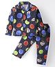 Fido Cotton Jersey Full Sleeves Sports Ball Printed Night Suit - Dark Blue