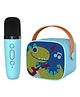 HAPPY HUES Kids Karaoke Machine Rockstar Dinosaur Portable Bluetooth Speaker with Wireless Microphone Karaoke Toys Gifts for kids- Blue