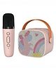 HAPPY HUES Unicorn Rainbow Design Portable Bluetooth Speaker with Wireless Microphone Karaoke Toys Gifts for kids- Pink