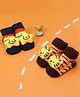 Yellow Bee  Pack Of 2 Star & Tiger Face Applique Detailed   Anti Skid Stuffed Toy Socks  - Brown Yellow & Navy Blue