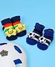 Yellow Bee Pack Of 2 Star & Football Applique Detailed Anti Skid Socks - Navy Blue Yellow Red White